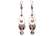 superfancy 10K gold, iolite, garnet & smoky quartz drop earrings   $495.00   item 06-121 