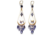 superfancy 10K gold, tanzanite & iolite drop earrings   $495.00   item 06-122 