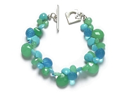 chrysophase, turquoise, hydrothermal quartz & cz briolette bracelet   $295.00   item 07-100 