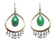 large hand-crafted 10K gold drop earrings with green amethyst & chrysophase   $395.00   item 07-102 
