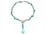 gold, turquoise, prehnite, green amethyst, chalcedony & apatite Y neckpiece   $560.00   item 07-107 