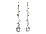 dot 'cherry blossom' & rock crystal coin briolette large stick earrings   $120.00   item 07-112 