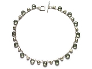 top-drilled silver nugget & green amethyst coin briolette neckpiece   $425.00   item 07-119 