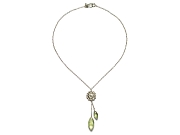 silver indian flower & prehnite marquis dangle neckpiece   $140.00   item 07-124 
