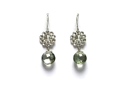 silver indian flower & green amethyst coin briolette earrings   $150.00   item 07-129 