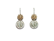 10K gold flower & silver buddha-feet indian charm earrings   $295.00   item 07-131 
