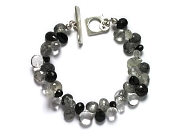 onyx, rock crystal & tourmalated quartz briolette bracelet   $190.00   item 07-133 