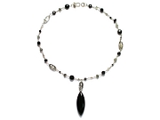 onyx, tourmalated quartz, rock crystal & black cz Y neckpiece   $225.00   item 07-139 