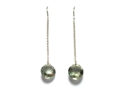 green amethyst coin briolette on chain silver chain   $75.00   item 07-142 