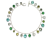 green amethyst, peridot, rock crystal, hydrothermal quartz & lemon quartz coin briolette neckpiece   $325.00   item 07-147 
