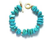 'pilot mountain' turquoise & 10K gold mini-nugget bracelet   $260.00   item 07-149 