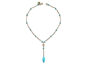 turquoise, 10K gold indian flower charm & 14K gold filled tube Y neckpiece   $260.00   item 07-153 