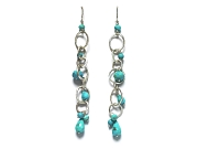 turquoise & silver link dangle earrings   $160.00   item 07-154 