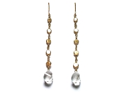 10K gold dot & rock crystal spiral briolette earrings   $225.00   item 07-163 