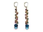 gold mini-nugget, amethyst, emerald & hydrothermal quartz earrings   $220.00   item 07-217 