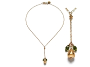 gold pear & green cz 'Y' neckpiece   $275.00   item 07-223 