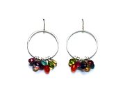 silver link & multicolour briolette earrings   $170.00   item 09-105 