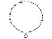 amethyst & silver dot neckpiece with amethyst pendant   $260.00   item 09-135 