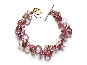mixed pinks & vermeil 'cluster' briolette bracelet with 10k gold clasp   $395.00   item 10-108 