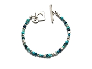 mixed blues & silver rondelle bracelet   $130.00   item 10-119 