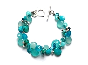 mixed blues & silver cluster briolette bracelet   $340.00   item 10-120 