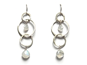 silver triple link & rainbow moonstone earrings   $140.00   item 10-126 