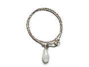 double wrap mini-silver bead & smooth rainbow moonstone briolette bracelet   $120.00   item 10-127 