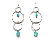 large silver triple link, turquoise & chalcedony earrings   $180.00   item 10-132 
