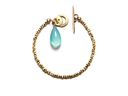 vermeil & smooth aqua chalcedony briolette bracelet with 10k gold clasp   $260.00   item 10-142 