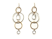 sterling triple link & rock crystal earrings with gold plating   $210.00   item 10-152 